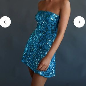American Threads Blue mini dress strapless